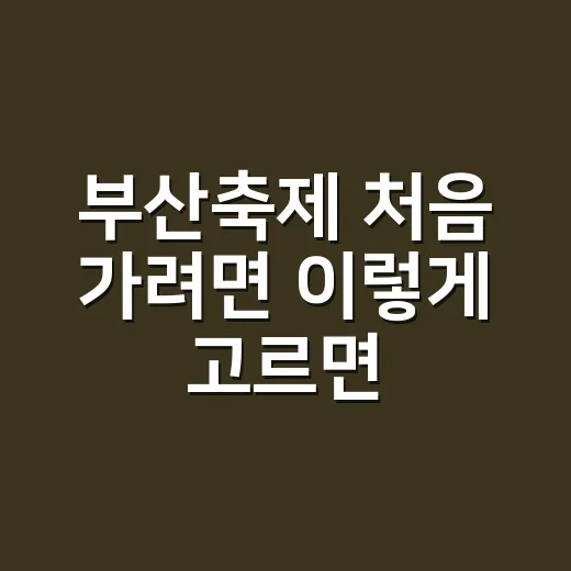 부산축제 처음 가려면 이렇게 고르면 편합니다 - 요약
