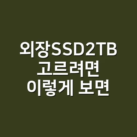 외장SSD2TB 고르려면 이렇게 보면 실패가 줄어듭니다 - 요약