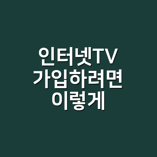 인터넷TV 가입하려면 이렇게 비교하면 손해가 줄어듭니다 - 요약