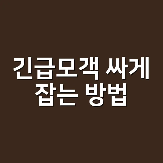 긴급모객 싸게 잡는 방법: 가격보다 먼저 확인할 것들 - 요약