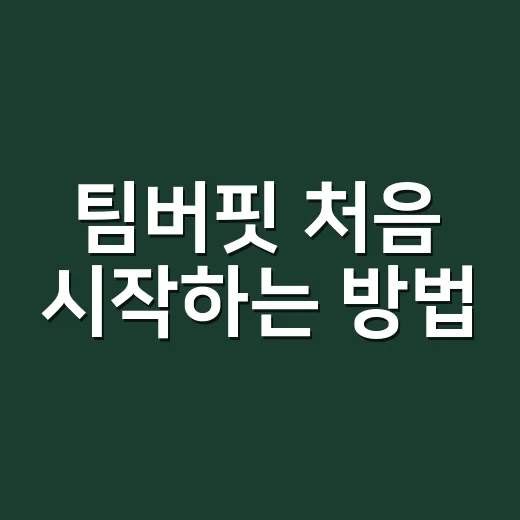 팀버핏 처음 시작하는 방법, 초보자가 예약 전에 확인할 것들 - 요약