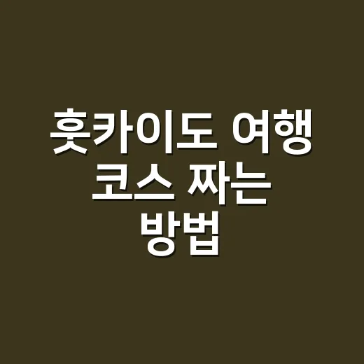 훗카이도 여행 코스 짜는 방법, 처음 가는 사람도 덜 헤매는 일정 팁 - 요약
