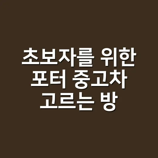 초보자를 위한 포터 중고차 고르는 방법, 계약 전에 꼭 보는 체크리스트 - 요약