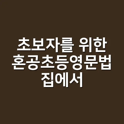 초보자를 위한 혼공초등영문법 집에서 시작하는 방법 - 요약