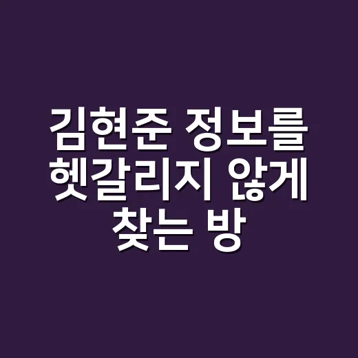 김현준 정보를 헷갈리지 않게 찾는 방법 - 요약