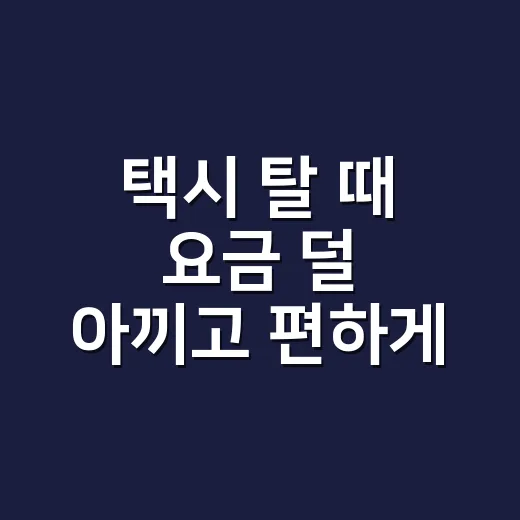 택시 탈 때 요금 덜 아끼고 편하게 이동하는 방법 - 요약