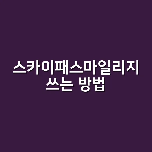 스카이패스마일리지 쓰는 방법, 초보자는 이렇게 챙기면 덜 아깝습니다 - 요약