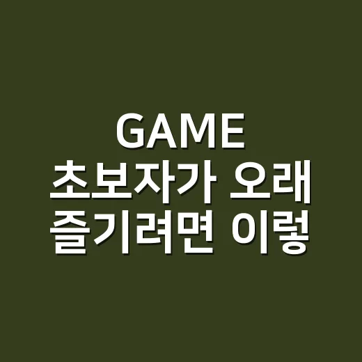 GAME 초보자가 오래 즐기려면 이렇게 시작하는 방법 - 요약