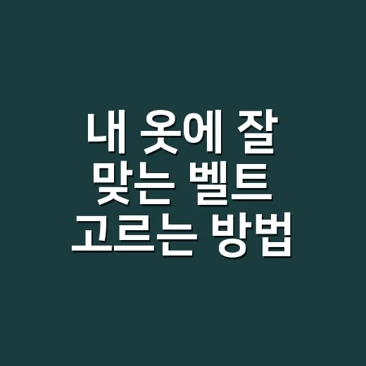 내 옷에 잘 맞는 벨트 고르는 방법 - 요약