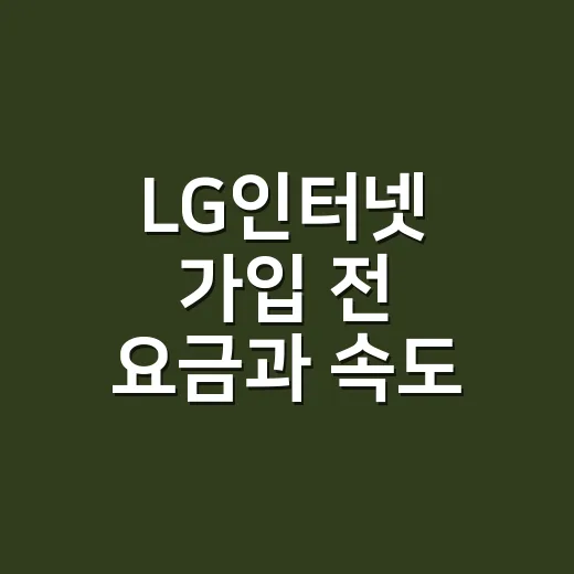 LG인터넷 가입 전 요금과 속도 고르는 방법 - 요약