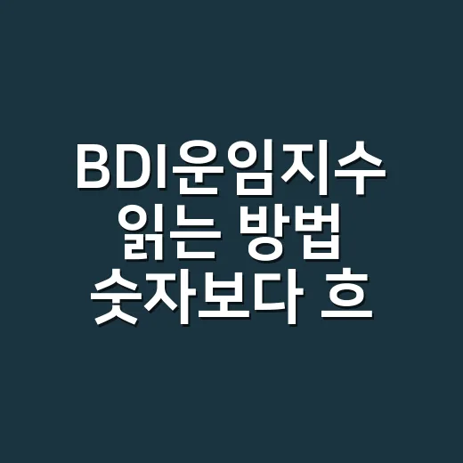 BDI운임지수 읽는 방법 숫자보다 흐름을 보세요 - 요약