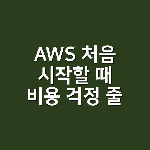 AWS 처음 시작할 때 비용 걱정 줄이는 방법 - 요약