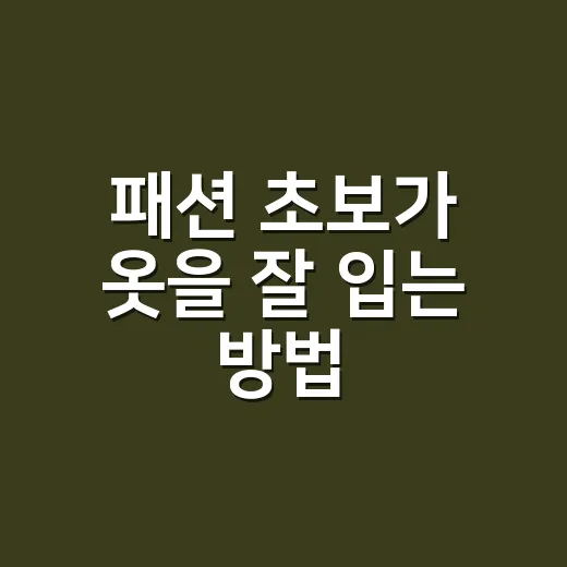 패션 초보가 옷을 잘 입는 방법 - 요약