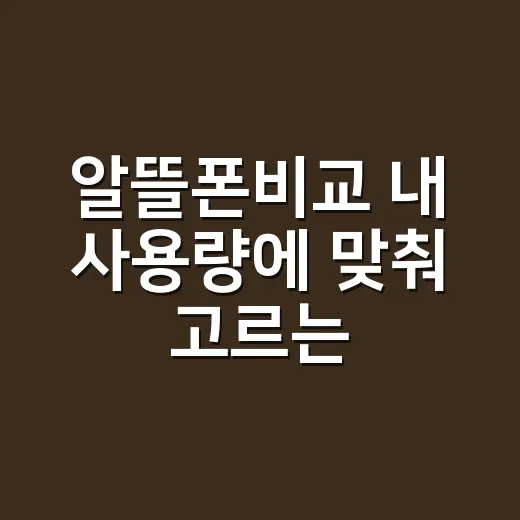 알뜰폰비교 내 사용량에 맞춰 고르는 방법 - 요약