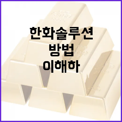 한화솔루션을 이해하고 활용하는 방법 - 요약