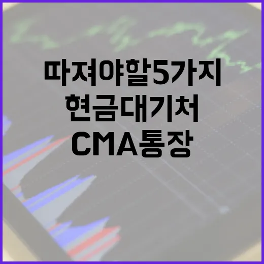 CMA통장을 현금 대기처로 볼 때 따져야 할 5가지 기준 - 요약