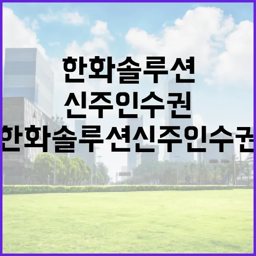 한화솔루션 신주인수권을 볼 때 놓치면 안 되는 5가지 숫자 - 요약