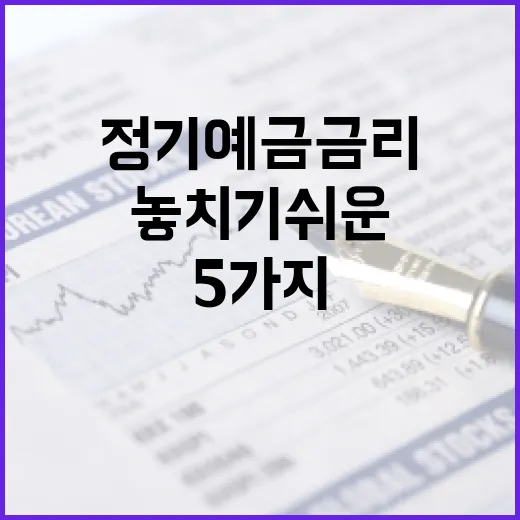 정기예금금리 볼 때 놓치기 쉬운 5가지 기준 - 요약