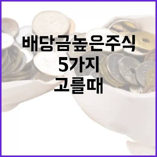 배당금높은주식 고를 때 꼭 보는 5가지 기준 - 요약