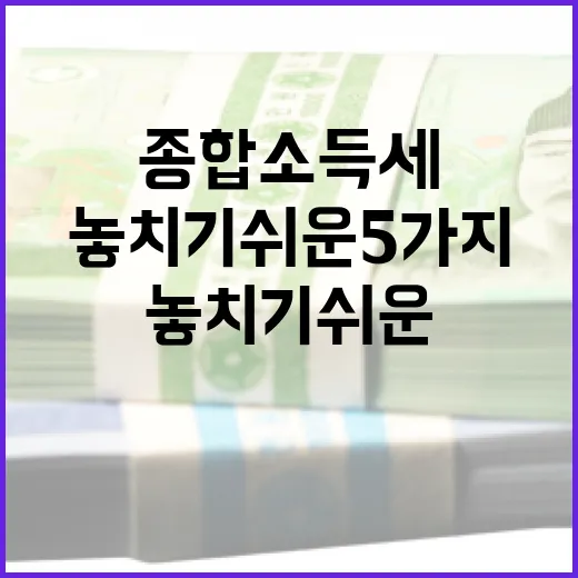종합소득세를 볼 때 놓치기 쉬운 5가지 숫자 - 요약