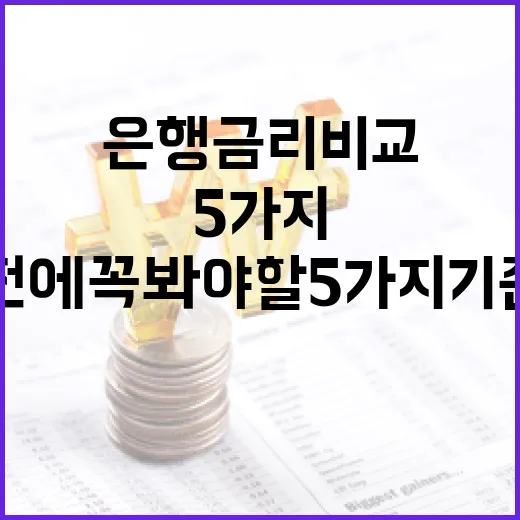 은행금리비교 전에 꼭 봐야 할 5가지 기준 - 요약