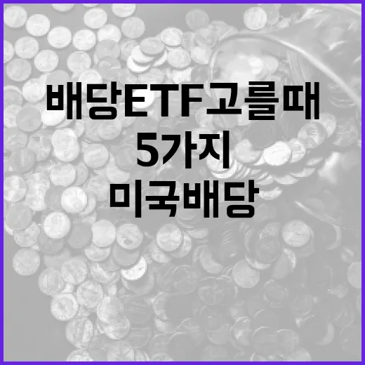미국배당ETF 고를 때 먼저 볼 5가지 기준 - 요약