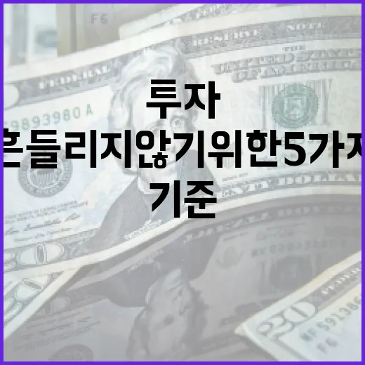 주식투자에서 흔들리지 않기 위한 5가지 판단 기준 - 요약