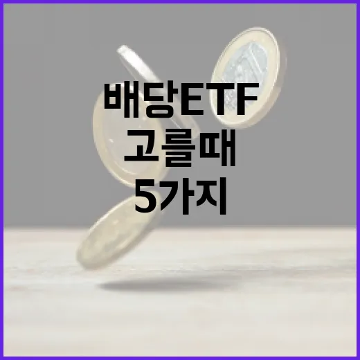 배당ETF를 고를 때 놓치기 쉬운 5가지 기준 - 요약
