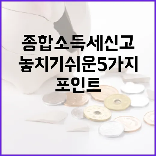 종합소득세신고기간을 놓치기 쉬운 5가지 포인트 - 요약