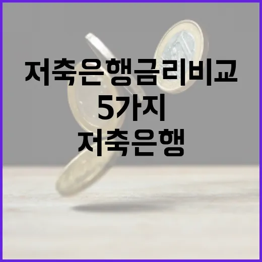 저축은행금리비교 전에 확인할 5가지 기준 - 요약