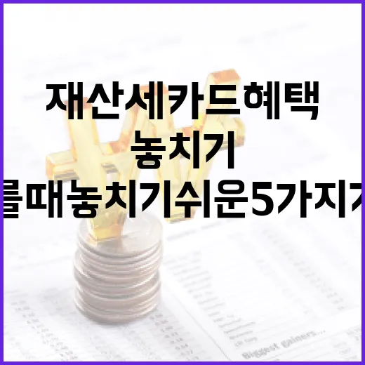 재산세 카드혜택 고를 때 놓치기 쉬운 5가지 기준 - 요약