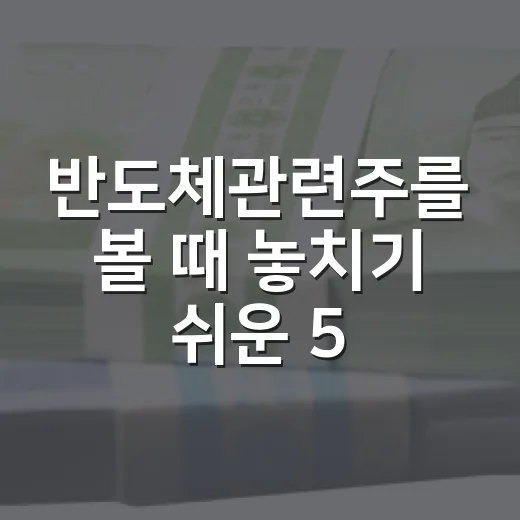 반도체관련주를 볼 때 놓치기 쉬운 5가지 체크포인트 - 요약