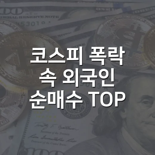 코스피 폭락 속 외국인 순매수 TOP 5로 읽는 3가지 수급 신호 - 요약