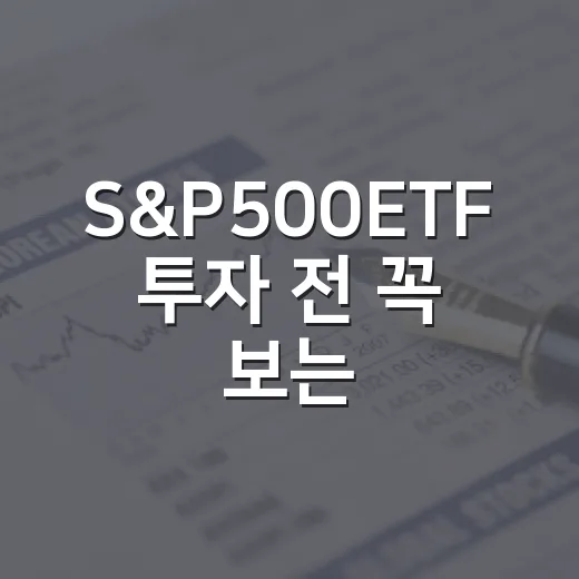 S&P500ETF 투자 전 꼭 보는 5가지 판단 기준 - 요약