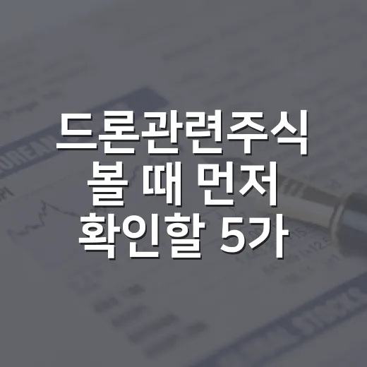 드론관련주식 볼 때 먼저 확인할 5가지 체크포인트 - 요약