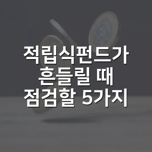 적립식펀드가 흔들릴 때 점검할 5가지 기준 - 요약