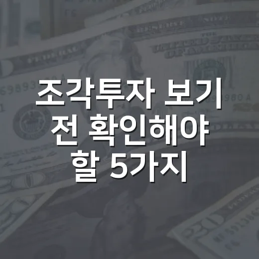 조각투자 보기 전 확인해야 할 5가지 숫자와 리스크 - 요약