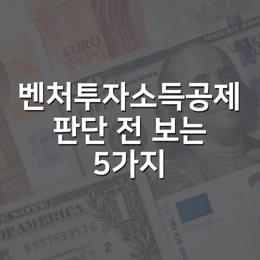 벤처투자소득공제 판단 전 보는 5가지 숫자 - 요약