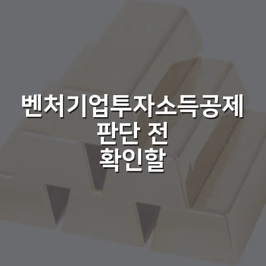 벤처기업투자소득공제 판단 전 확인할 5가지 포인트 - 요약