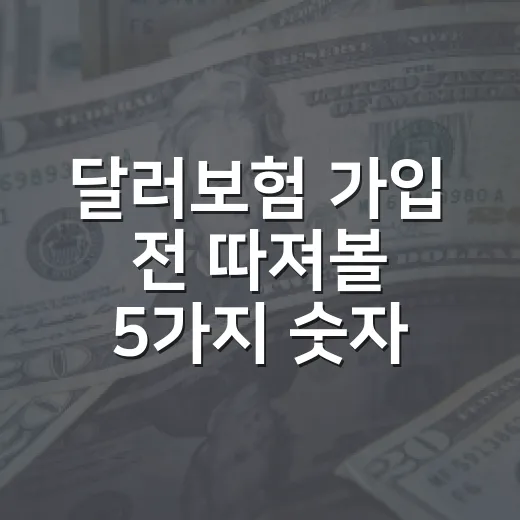 달러보험 가입 전 따져볼 5가지 숫자와 환율 시나리오 - 요약