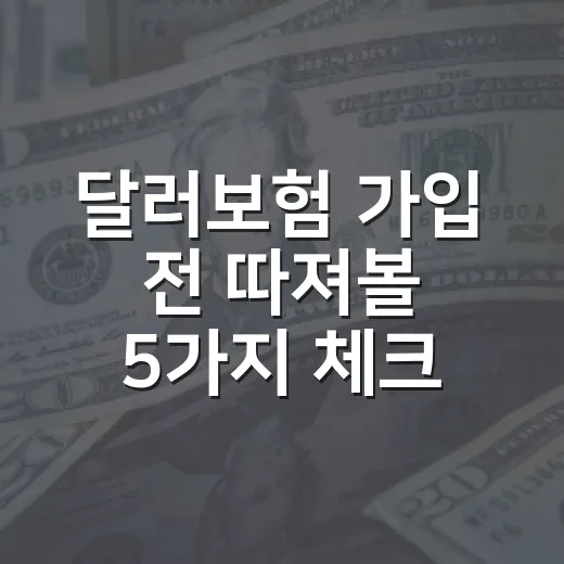 달러보험 가입 전 따져볼 5가지 체크포인트 - 요약