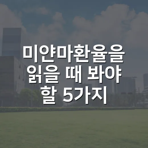 미얀마환율을 읽을 때 봐야 할 5가지 숫자 - 요약