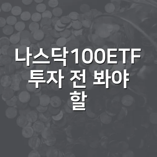 나스닥100ETF 투자 전 봐야 할 5가지 체크포인트 - 요약