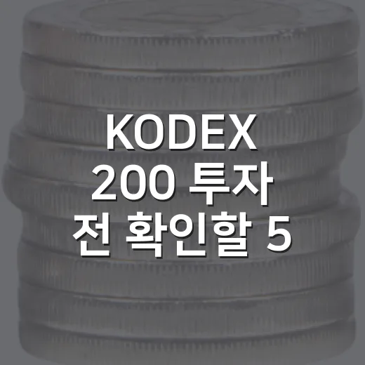 KODEX 200 투자 전 확인할 5가지 시장 체크포인트 - 요약