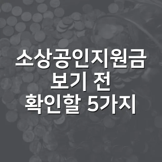 소상공인지원금 보기 전 확인할 5가지 기준 - 요약