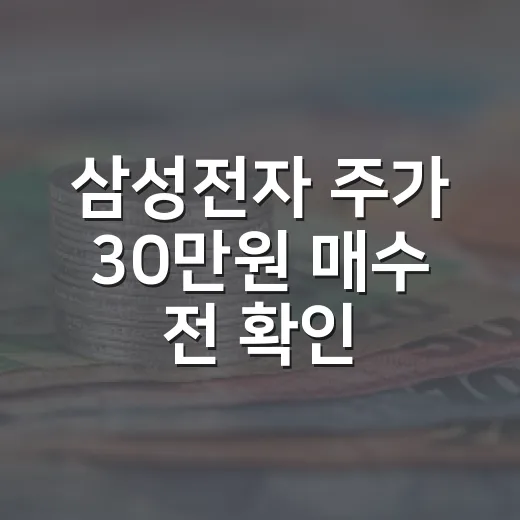 삼성전자 주가 30만원 매수 전 확인할 5가지 판단 기준 - 요약