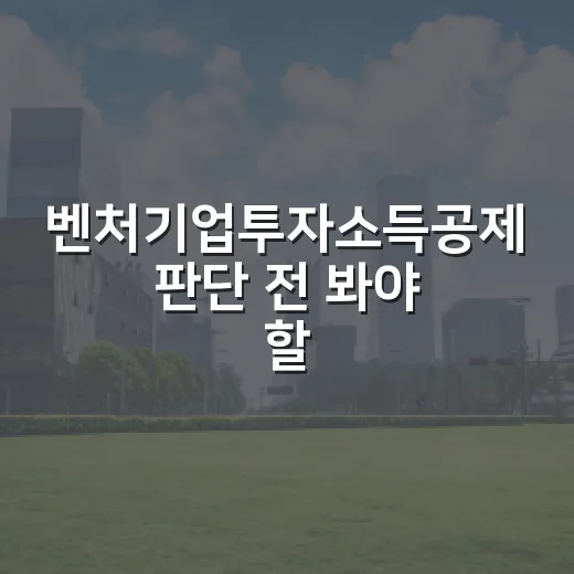 벤처기업투자소득공제 판단 전 봐야 할 5가지 숫자 - 요약