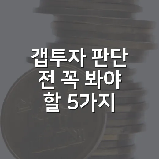 갭투자 판단 전 꼭 봐야 할 5가지 체크포인트 - 요약