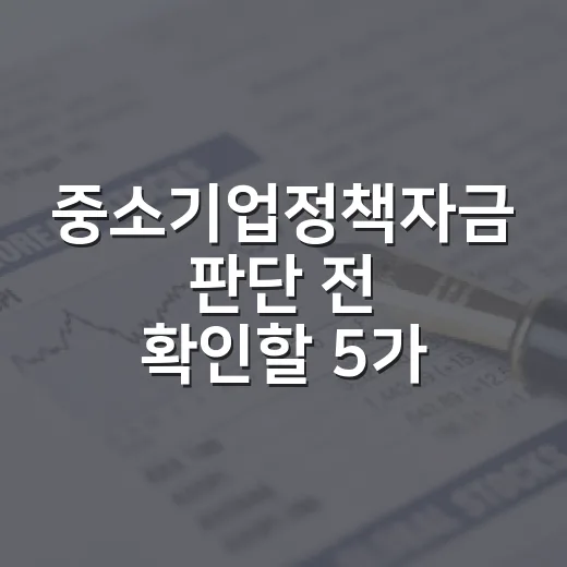 중소기업정책자금 판단 전 확인할 5가지 포인트 - 요약