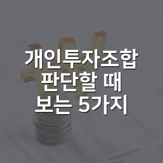 개인투자조합 판단할 때 보는 5가지 숫자와 리스크 - 요약